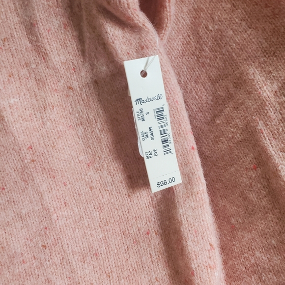 Madewell NWT 100% Merino Wool Pink Speckle Button Front Cardigan - Picture 3 of 5